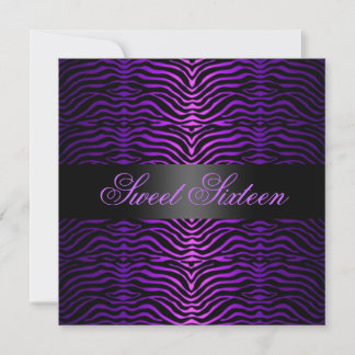 Moderne paarse zebraprint zoete 16 verjaardagsuitn kaart