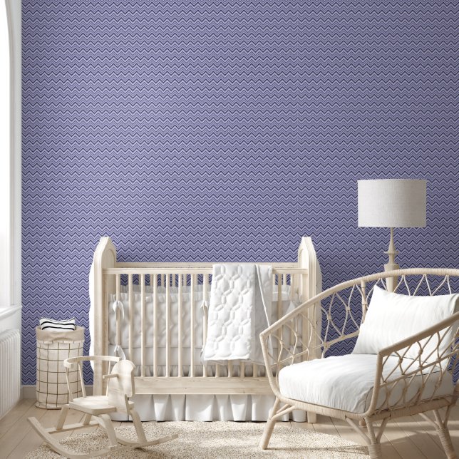 Moderne Paarse Zig Zag Gestreepte Behang (Kinderen)