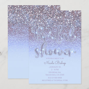 Moderne Paarse Zilveren Glam Glitter Bruiloft Fees Kaart