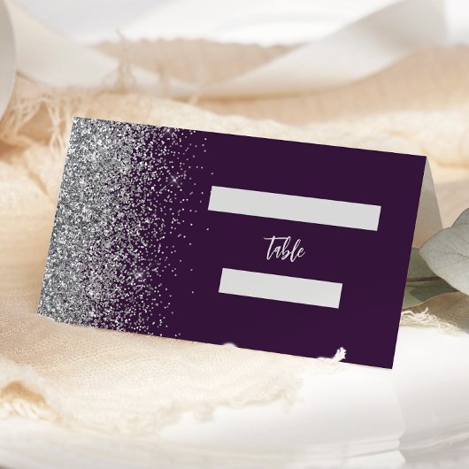 Moderne Paarse Zilveren Glitter Edge bruiloft