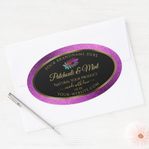 Moderne Paarse zwarte gelaatslabels voor glitter L Ovale Sticker