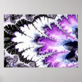 Moderne Paarse zwarte witte gradiënt Fractal Poster (Voorkant)