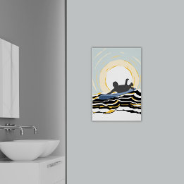Moderne paddling surfer op het Poster van de zonso