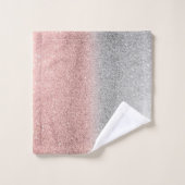 Moderne paillettes ombrées argent rose doré (Gant de toilette)