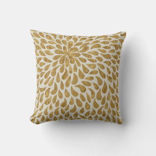 Moderne Paisley Bloem in Goud en Wit Kussen