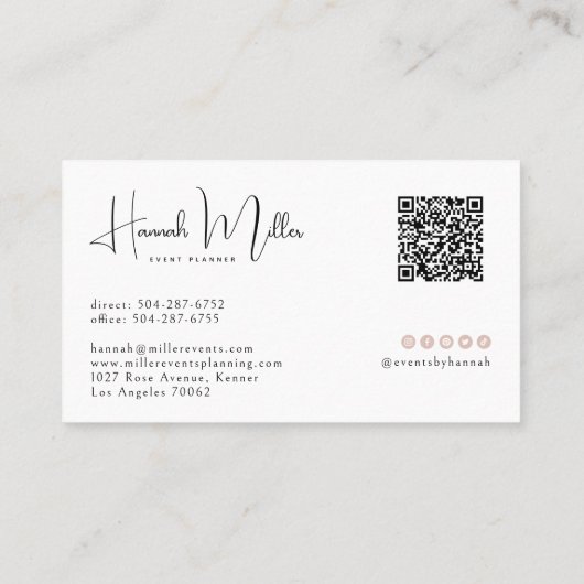 Moderne Palm Elegant Minimalistische QR-code Visitekaartje (Achterkant)