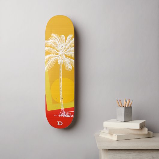 Moderne palm in Sunset Dd Brand Skateboard (Muurkunst)