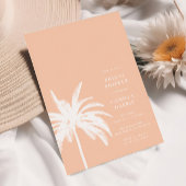 Moderne Palm Peach Bruidsdouche uitnodiging