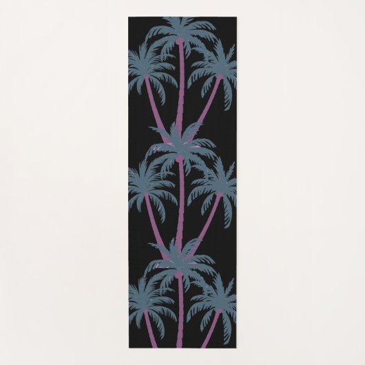 Moderne palmbomen op zwart yogamat (Voorkant)