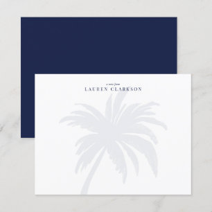 Moderne Palmboom met Navy Typography notitiekaart Kaart