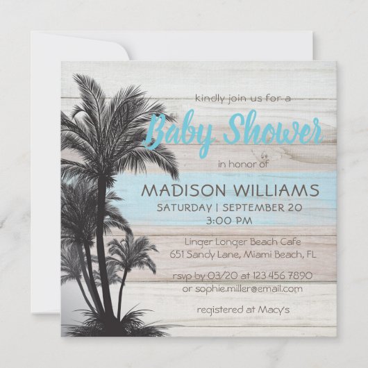 Moderne palmboom Tropisch strand Chic-Baby shower Kaart (Voorkant)