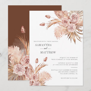 Moderne Pampagras Watercolor Botanisch Kaart