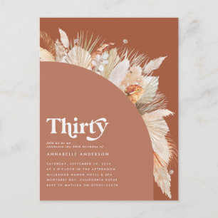 Moderne pampas gras 30ste verjaardag terracotta briefkaart