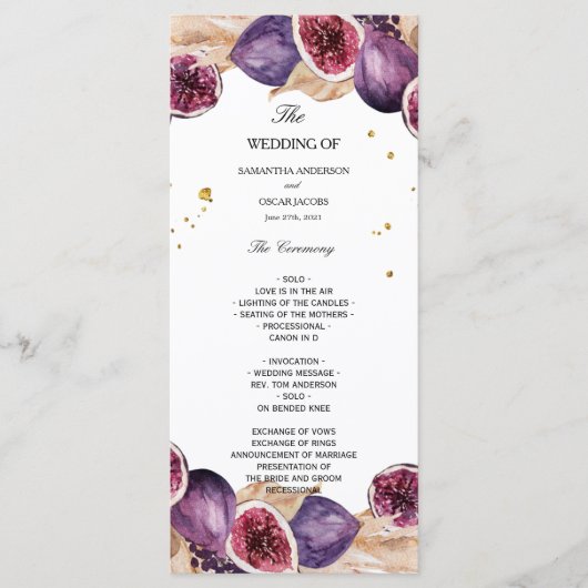 Moderne Pampas & Paarse Vijgen Schoonheid Kader Menu (Voorkant)