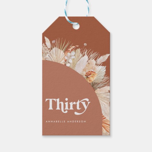 Moderne pampas terracotta, 30ste verjaardag cadeaulabel (Voorkant)