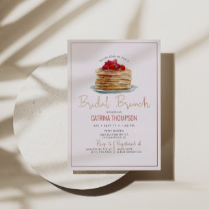 Moderne Pancakes Bruids Brunch Shower Roze Goud Folie Uitnodiging
