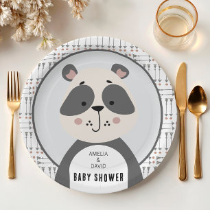 Moderne Panda Neutrale Baby Shower Tafel Papieren Bordje
