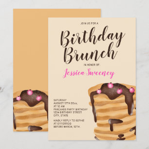 Moderne pannenkoek verjaardag brunch illustratie kaart