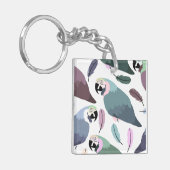 Moderne Papegaaien Tropisch Patroon Sleutelhanger (Voorkant Links)