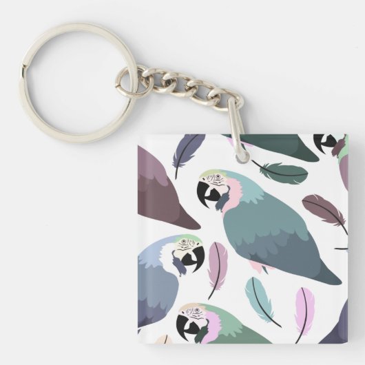 Moderne Papegaaien Tropisch Patroon Sleutelhanger (Voorkant)
