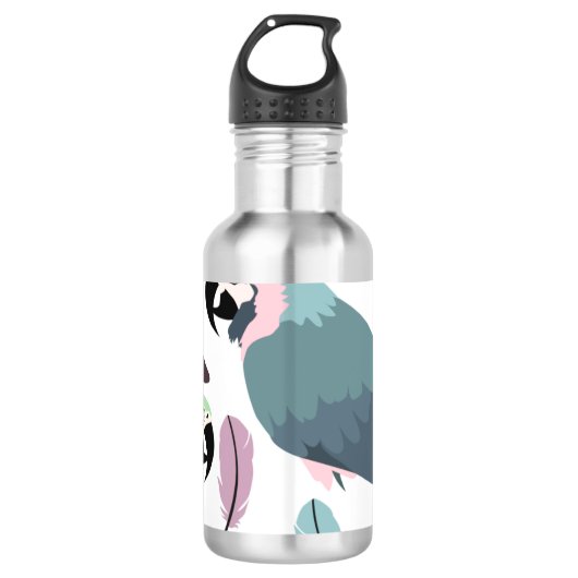 Moderne Papegaaien Tropisch Patroon Waterfles (Voorkant)