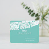 Moderne Papel Picado aangepaste kleur | Bruiloft R RSVP Kaartje (Staand voorkant)