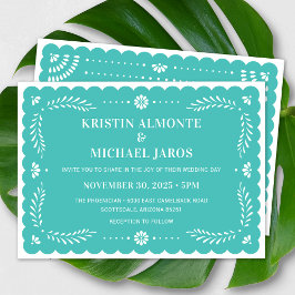 Moderne Papel Picado Mexicaanse bruiloft uitnodigi Kaart