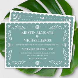 Moderne Papel Picado Mexicaanse bruiloft uitnodigi Kaart