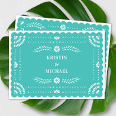 Moderne Papel Picado Mexicaanse bruiloft uitnodigi Kaart