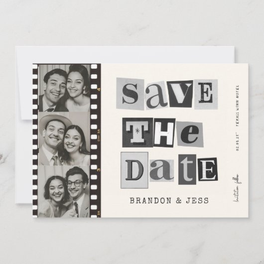 Moderne papiersnede Bewaar de datum Foto Qr Code Save The Date (Voorkant)