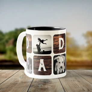 Moderne pappa Retro Cool Photo Collage Tweekleurige Koffiemok