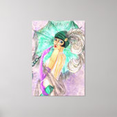 Moderne paraplu vrouw canvas print  schilderij (Voorkant)