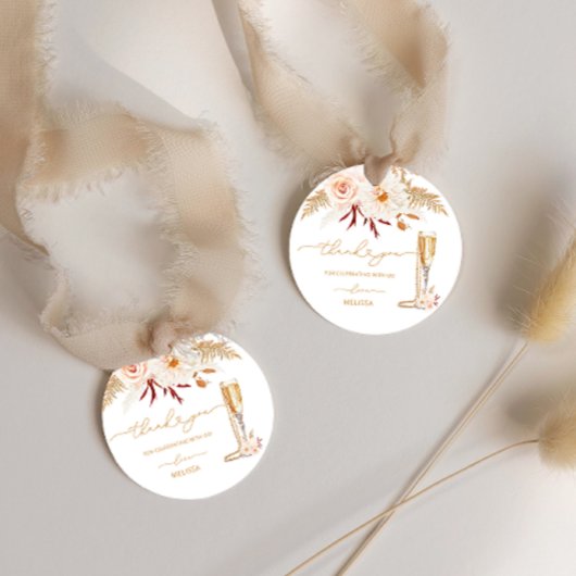 Moderne Parels en Prosecco Bruidsdiner Danken Bedankjes Labels