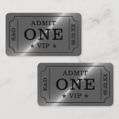 Moderne Partytoegangsticket - Zilver Informatiekaartje (Voorkant / Achterkant)