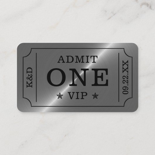 Moderne Partytoegangsticket - Zilver Informatiekaartje (Achterkant)