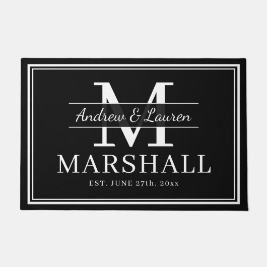 Moderne Pas getrouwd Couple Monogrammen gewoon get Deurmat (Voorkant)