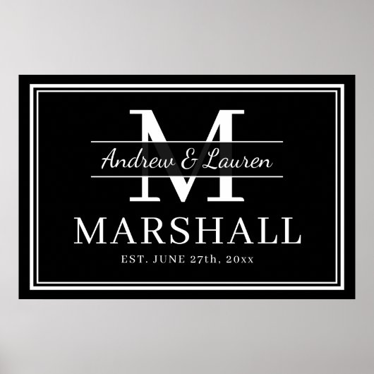 Moderne Pas getrouwd Couple Monogrammen gewoon get Poster (Voorkant)