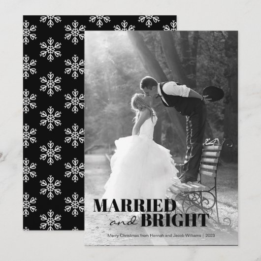 Moderne Pas getrouwd kerst Feestdagenkaart (Voorkant / Achterkant)