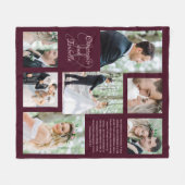Moderne Pas getrouwd Photo Collage Names Monogram Fleece Deken (Voorkant (Horizontaal))