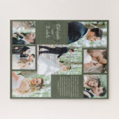 Moderne Pas getrouwd Photo Collage Names Monogram  Legpuzzel (Horizontaal)