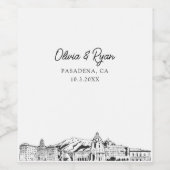 Moderne Pasadena bruiloft op maat Wijn Etiket (Enkel label)