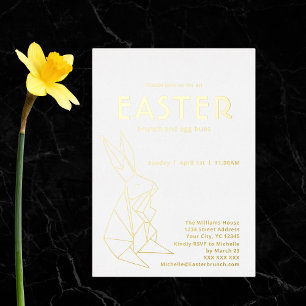 Moderne Pasen Brunch Gouden Folie Uitnodiging