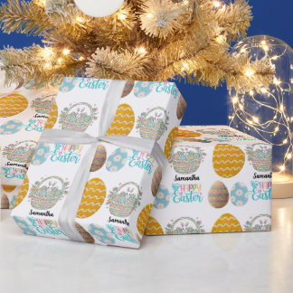 Moderne Pasen Eieren Patroon Aangepaste Naam Cadeaupapier