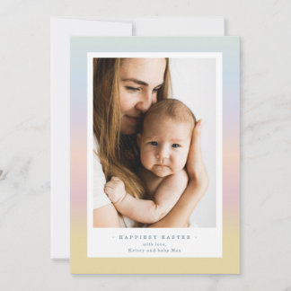Moderne Pasen Familie Fotokaart | Zachte Pastels Feestdagenkaart