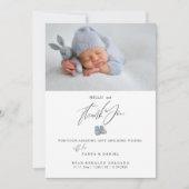 Moderne pasgeboren geboorte aankondiging foto dank (Voorkant)