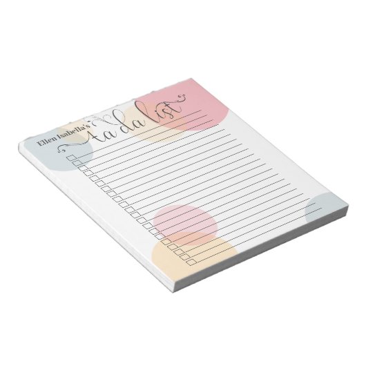 Moderne pasta-Stippen en kalligrafie Ta da-lijst Notitieblok (Schuin)