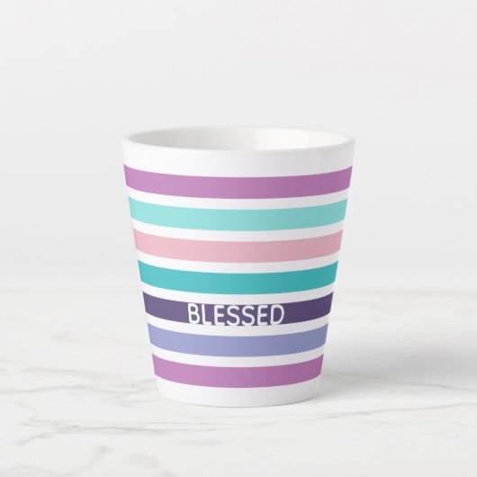 Moderne pasta Striped Christelijk BLESSED Latte Mok (Voorkant)