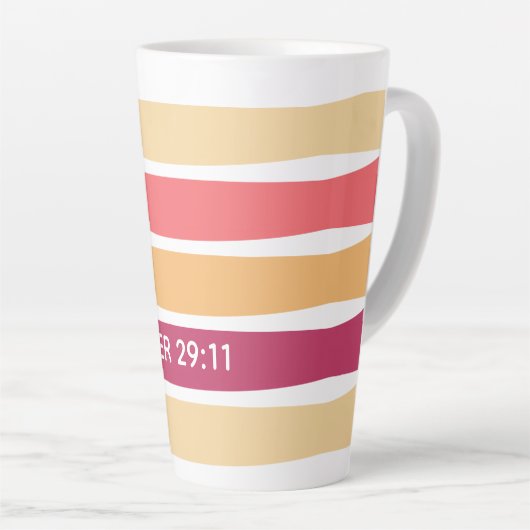 Moderne pasta Striped Christelijk JEREMIAH 29:11 Latte Mok (Rechterhoek)