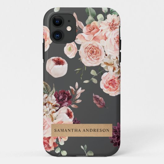 Moderne pastbloemen en gepersonaliseerde Kraft-cad Case-Mate iPhone Case (Achterkant)