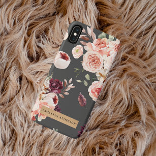 Moderne pastbloemen en gepersonaliseerde Kraft-cad iPhone XS Max Hoesje